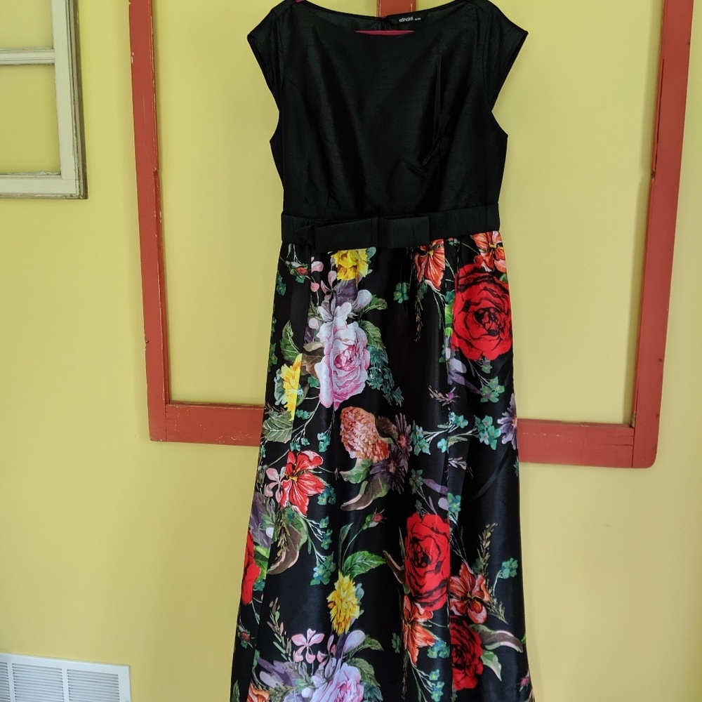 NWOT Floral Ballgown eShakti Black
